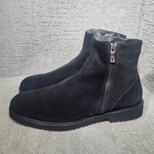 Giovanni Conti Mens Size EU 45 US 12 Black Suede Sherpa Lined Winter Ankle Boots
